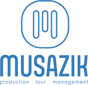 Logo Musaizk (bleu clair) : Production, tour, management